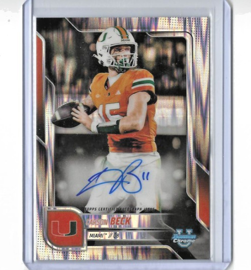 2025 Bowman Chrome U Carson Beck Stealth Refractor ON CARD Auto SP BCA-CBE