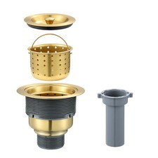 3-1/2 inch Kitchen Sink Drain Assembly with Removable Deep Strainer Basket, S...