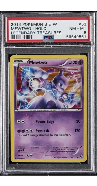 2013 POKEMON BW LEGENDARY TREASURES MEWTWO HOLO PSA 8 53/113 CERT 56649861