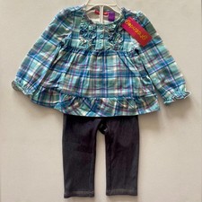 Greendog Girls Ruffled Plaid 2 Piece Set 6-9M