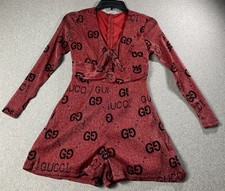 Elegant Metallic Burgundy ROMPER Size S Lined