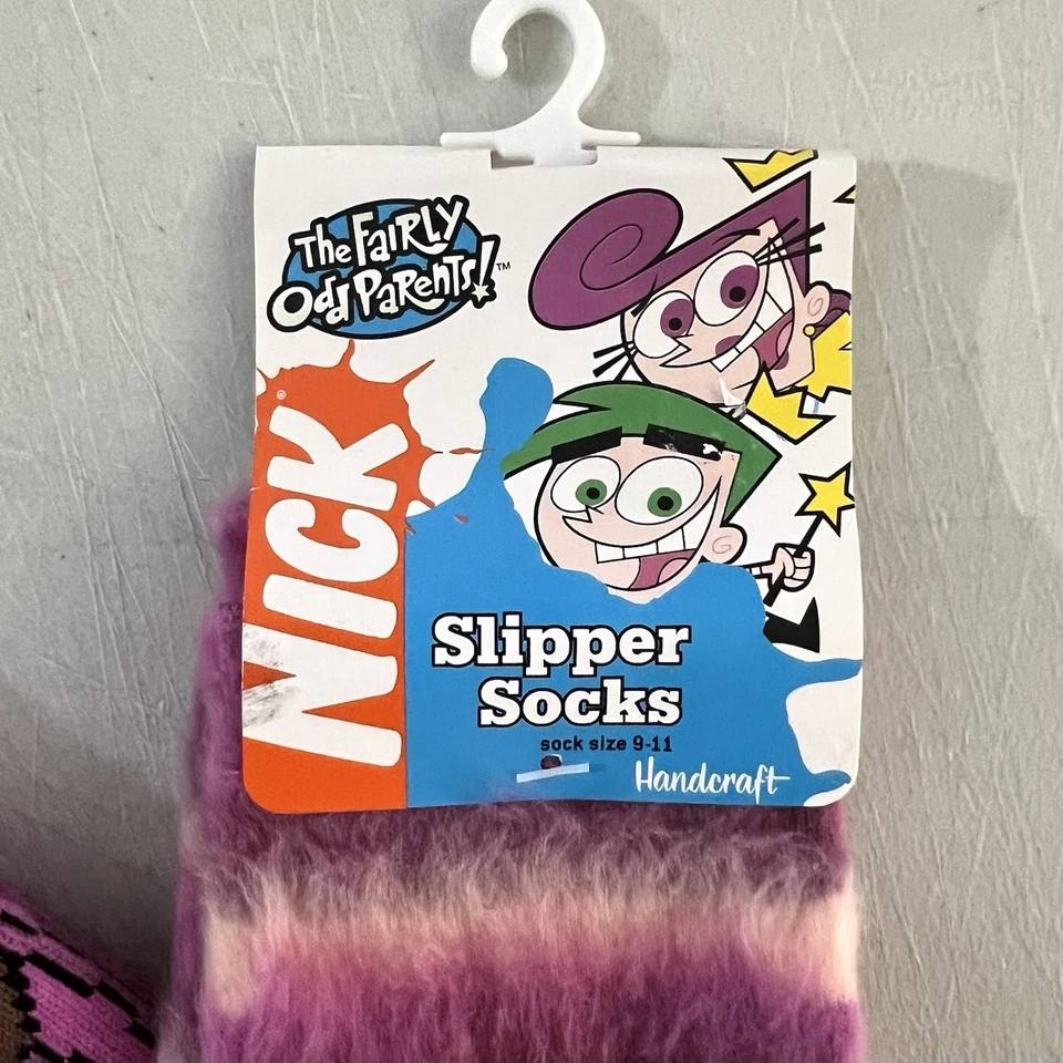Nickelodeon The Fairly OddParents Zapatilla Calcetines Niñas 9-11 Rosa Difuso Timmy Nuevo con Etiquetas Foto 3 de 4