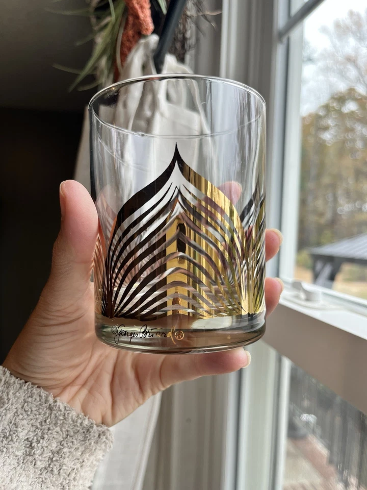 Georges Briard Set of 6 vtg Gold Design whiskey Lowball old fashioned glasses - Image 3 of 4