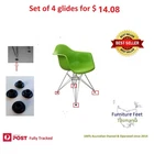 4 x Eames Eiffel Replacement Glides Herman Miller Vitra & DWR style black nylon