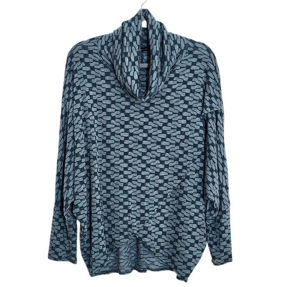 Nally & Millie Teal Green Cowl Neck Layered Look Pullover One Size NWT