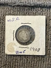 1908-P BARBER SILVER DIME ~ VG ~NICE COIN~ REAL MONEY CONTAINS SILVER🔥🎁