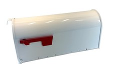 Elite White Post Mount Mailbox Medium Steel Non Locking W/ Red Flag E1100WAM