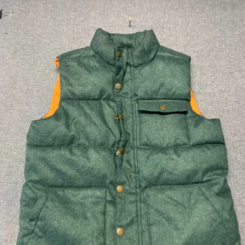 Old Navy Boys Vest Size XL 14-16 Green Orange Lined Puffer Sleeveless Jacket - Image 2 of 4