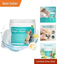 Pet Dental Finger Wipes - 50 Count for Dogs  Cats, Easy Teeth Cleaning Solution