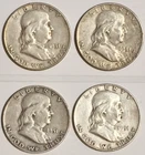 Lot of 4 Beautiful 1951 Ben Franklin Half Dollars, S and D mint