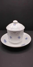 Vintage Adderley Fine Bone China Blue Chelsea Sugar Bowl and Saucer Set England