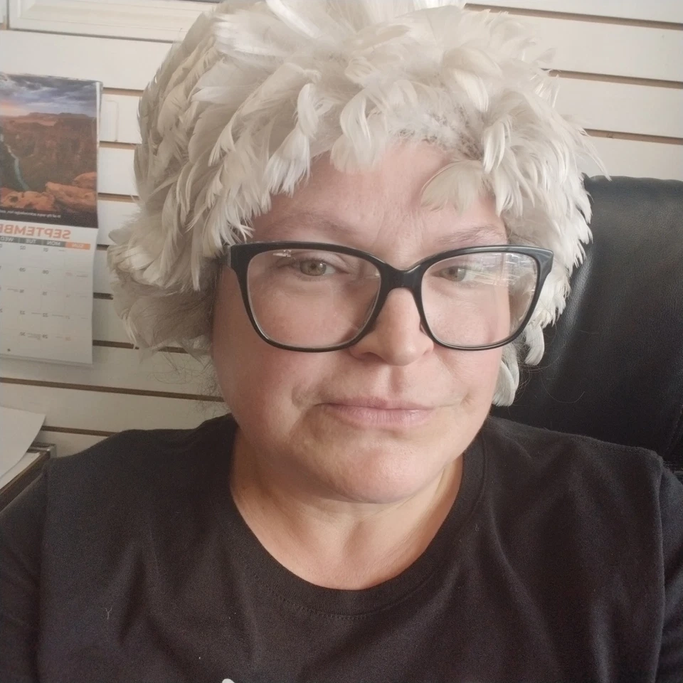 Vintage Feather Wig Hat Yugoslavia Fabulous Grey W/Hint Of Lilac Color - Image 3 of 3