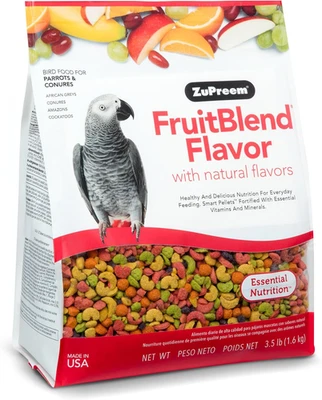 Fruitblend Bird Food Pellets for Parrots — Natural Fruit, Zupreem, 3.5 lb (M/L)