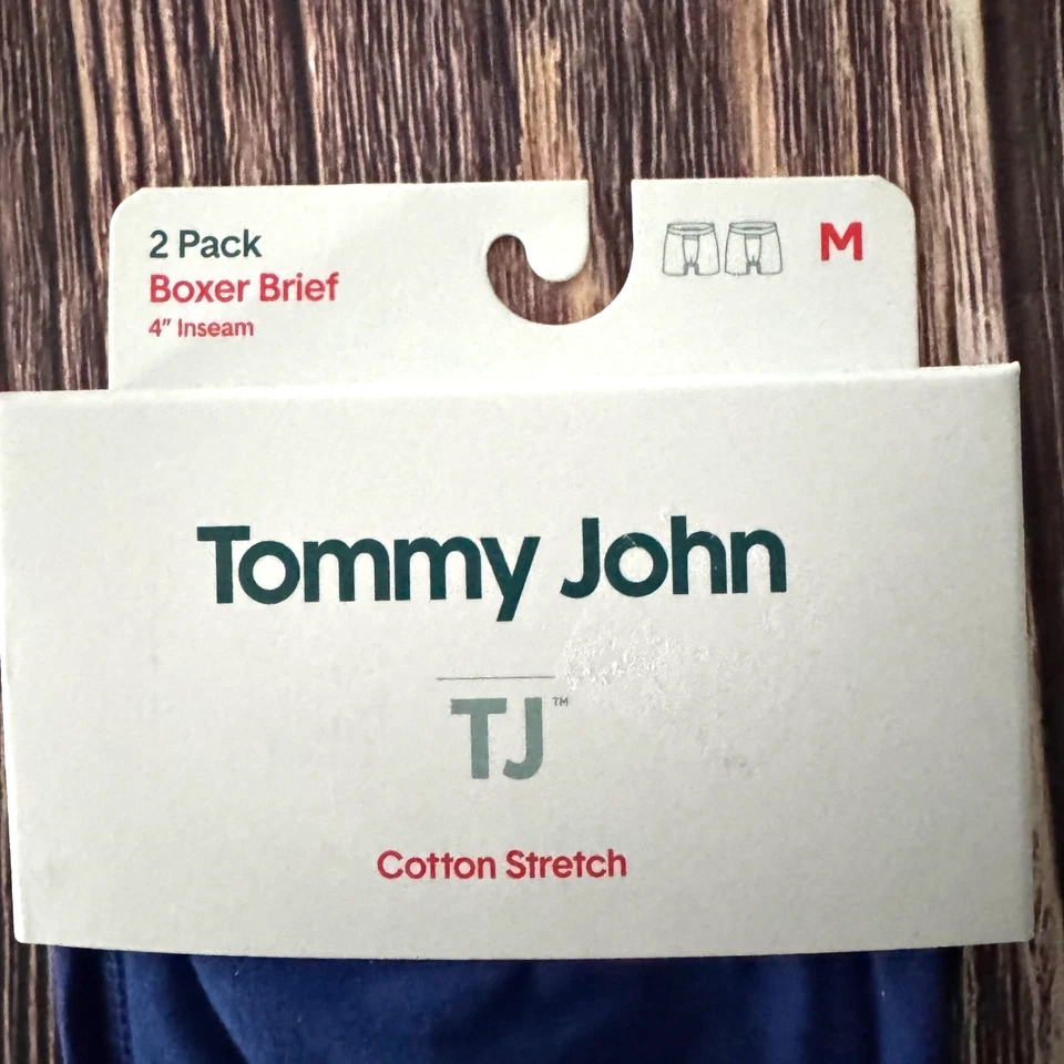 Paquete de 2 calzoncillos boxer Tommy John de algodón elástico para hombre entrepierna de 4"" azul medio negro Foto 3 de 4
