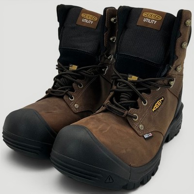 KEEN Utility 8 Independence WP Men's Size 11.5 Brown Leather Work Boots NIB