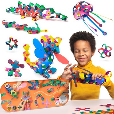 Magnetic Building Toy 60 Piece Pack Clixo Super Rainbow Flexible STEM 4-99 Hours