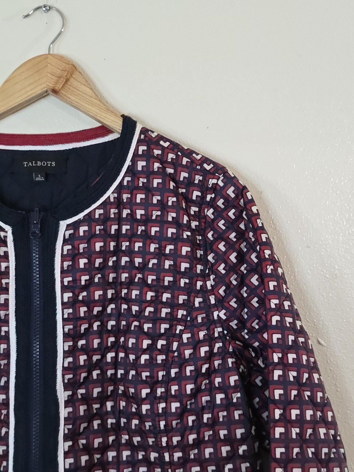 Talbots Reversible Quilted Jacket Large Navy Red … - image 2