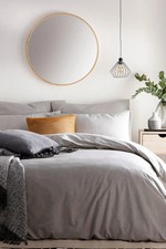 The Linen Yard Claybourne Tumbled Single Duvet Set - with Pillowcase. Grey