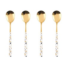 MIUPOO 4-Piece Stainless Steel Soup Spoon Set, 1.6x8 Inches, Mixed Color
