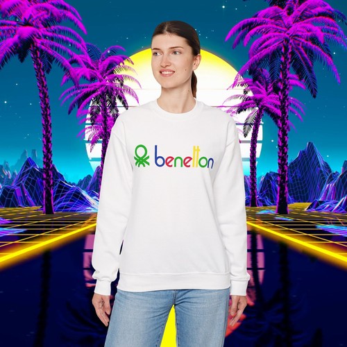 Custom Benetton vintage 1980s design sweatshirt Unisex men women 90s sweater - Picture 4 of 36