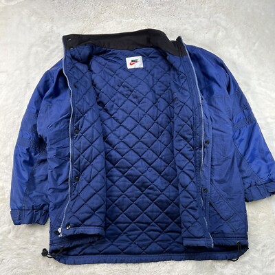 Vintage 90s Nike Zip Snap Button Quilted Lined Logo Jacket Parka