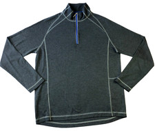 Tommy Bahama Mens 1/4 Zip Pullover Size M Gray Mock Neck Long Sleeve
