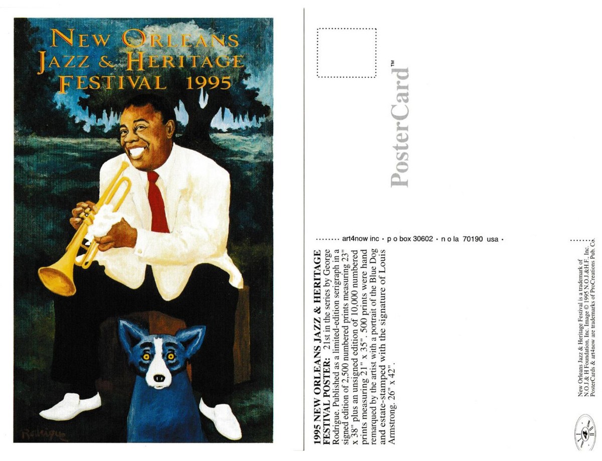 1995 New Orleans Jazz Festival Poster Post Card Armstong by George