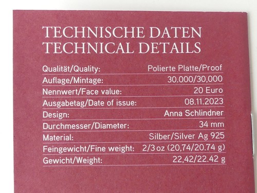 ÖSTERREICH 2023 20 EURO SILBER MÜNZE COIN PP PROOF - DIE SCHNEEFLOCKE - - Picture 5 of 7