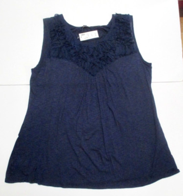 NEW NWT WOMENS THE AVENUE NAVY BLUE RAG RIBBON TANK TUNIC TOP SHIRT 14 16 $45 WM