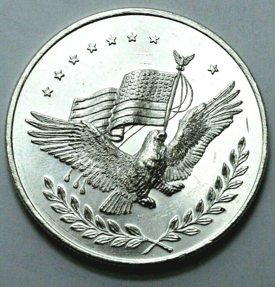 1 Oz .999 SILVER TRADE UNIT ROUND APM MINT American Eagle Flag
