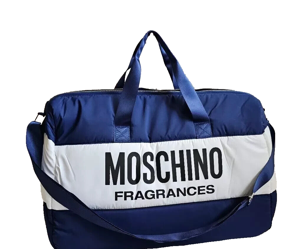 Moschino Fragrances quilted blue Weekend Bag overnight shoulder