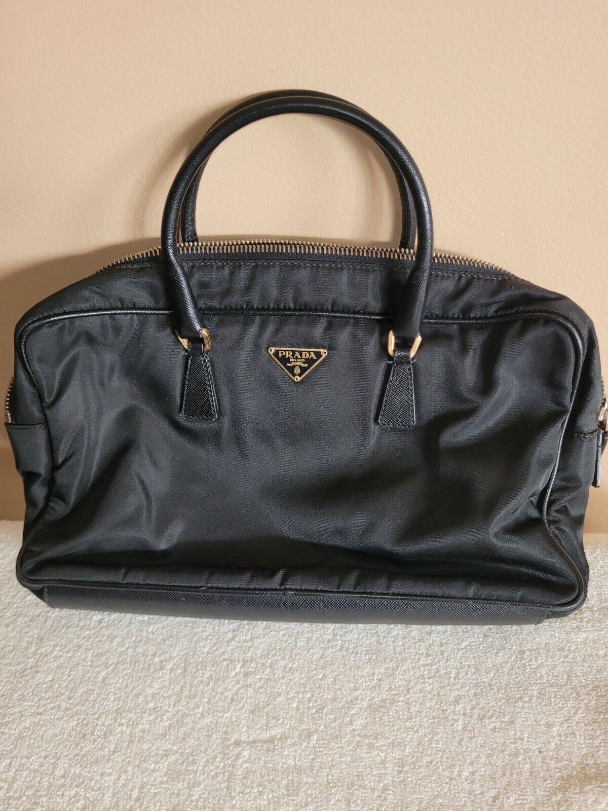 AUTHENTIC PRADA MILANO ITALY BLACK NYLON AND LEATHER TOTE/PURSE - #58  inside | eBay