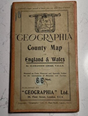 Antique 1920s Geographia England Wales County Map Linen Alexander Gross
