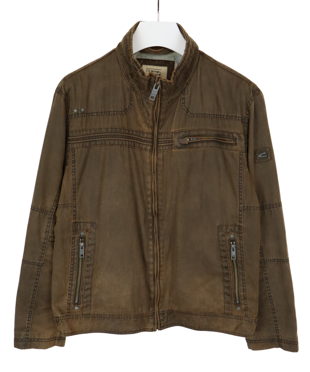 Camel Active Jacket Men's XL Brown Half Lined Zip Fly Collar Pockets