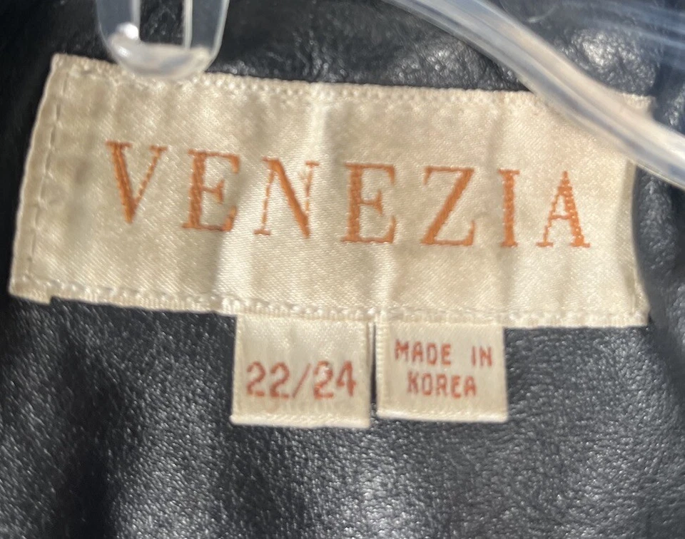 Chaqueta Larga Venezia Mujer Talla 22/24 Negra Cuero Genuino Forrada Foto 2 de 4