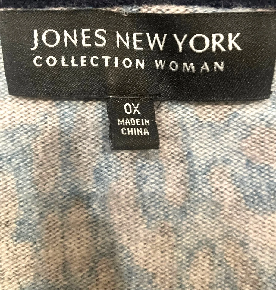 Suéter JONES NEW YORK Colección Mujer Mezcla Cachemira Gris Estampado Leopardo Talla 0X Foto 2 de 4