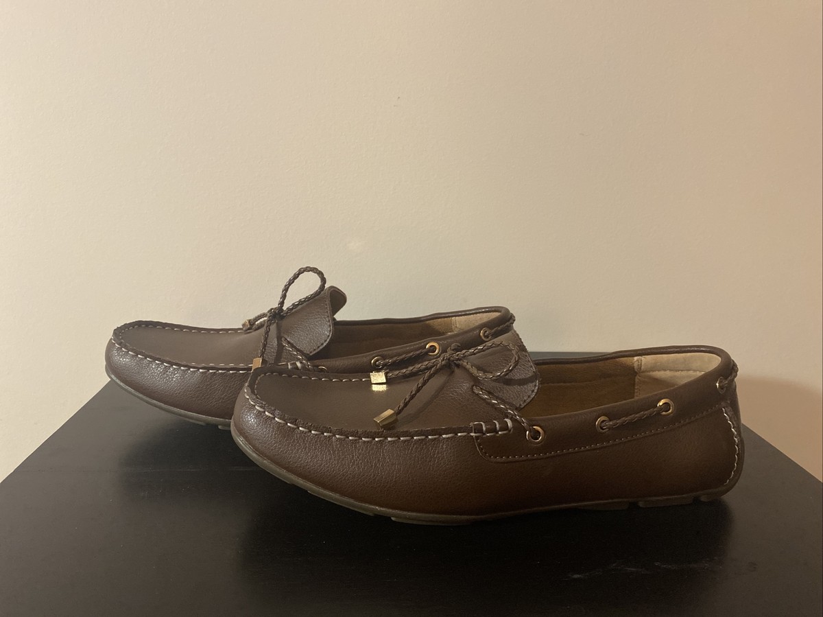 Alfani Mens Leather Loafer Tan Brown Driving Shoe Size 10 