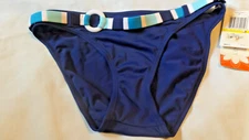 NWT Sz. M Hula Honey  Bathing Suit Swimsuit Bikini Bottom Navy/w striped belt M