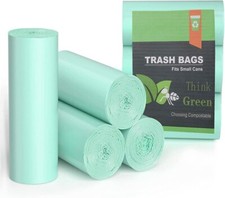 75 Counts Mini Garbage Bags 1.2 Gallon Small Compostable Trash Bags Green