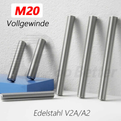 M20 Gewindestange DIN 976 Edelstahl Vollgewinde Gewindestab Gewindebolzen V2A A2