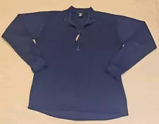L.L. Bean Mens Sz L Blue 1/4 Zip Midweight Base Layer Pullover Shirt USA Made