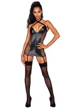 Women's Black Garter Slip & G-String