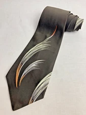 Vintage Necktie 1970's Swing Wide Neck Tie Brown Abstract Art Deco Jacquard