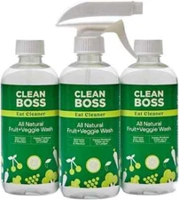 JOY Clean Boss Eat Cleaner Fruit Veggie Natural Wash & Preserver 3-pc Set Sealed