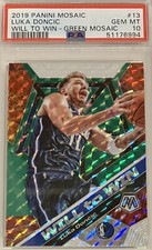 Luka Doncic 2019-20 Panini Mosaic Will to Win Mosaic GREEN PRIZM PSA 10 SP Mavs
