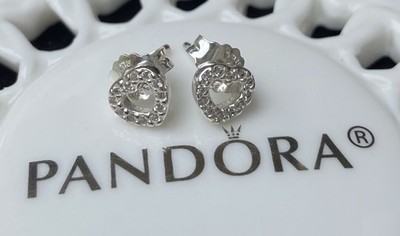 Authentic Pandora Open Heart Stud Earrings #290528CZ