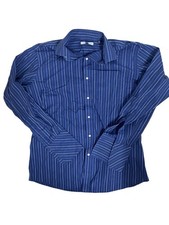 Tommy Hilfiger Ithaca Blue Stripe Button Up Dress Shirt Men s Size 16 34/35 L