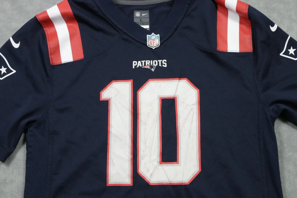 Camiseta de los New England Patriots para niños grande azul NFL fútbol Jones 10 Nike en el campo Foto 2 de 4