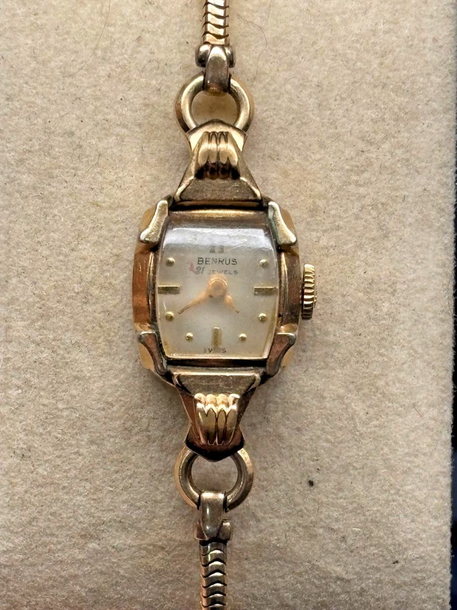 Vtg Art Deco BENRUS SWISS 21 jewel EB40 ladies 10k Gold Filled