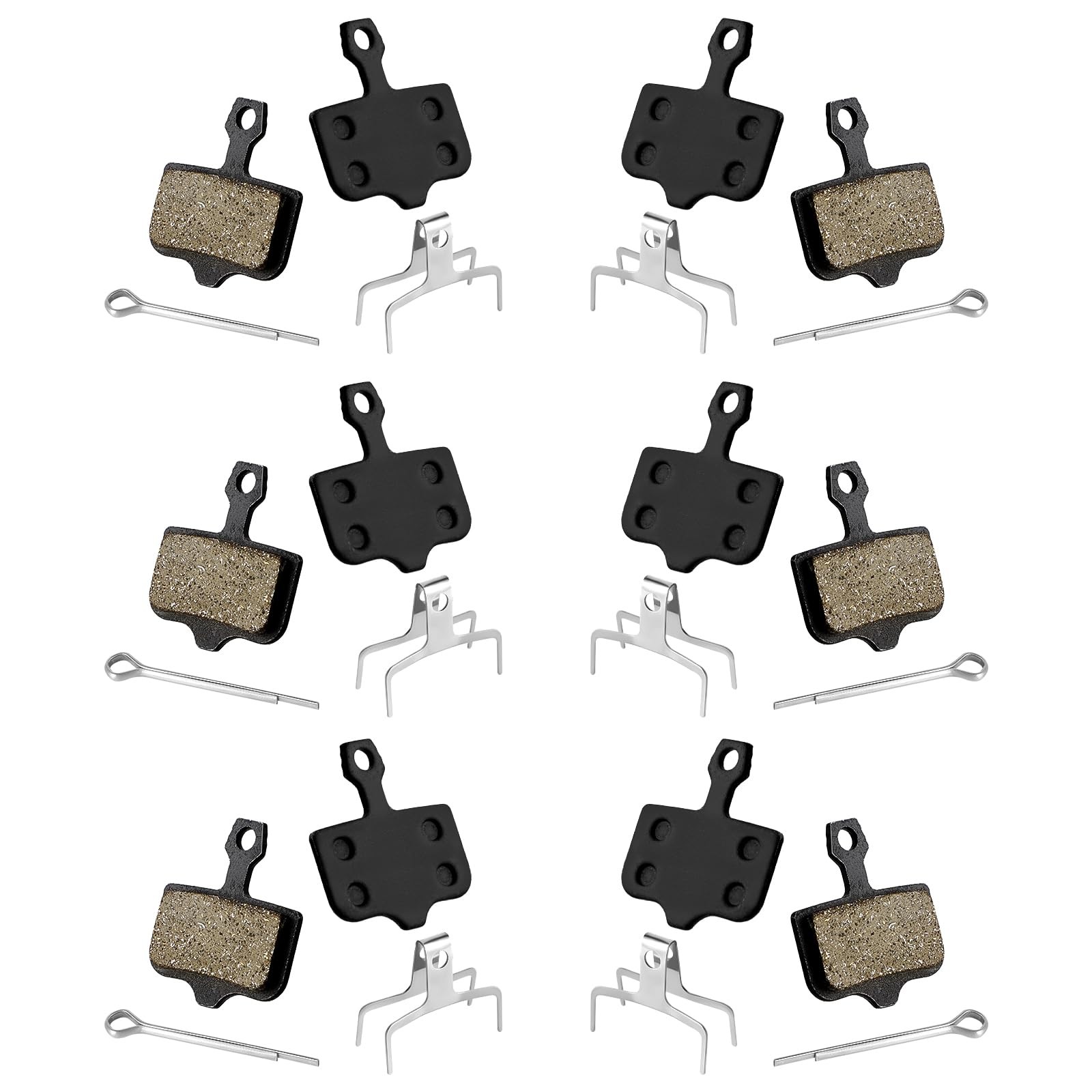 Bike Brake Pads 6 Pairs Resin Semi-Metal Disc for Ebike